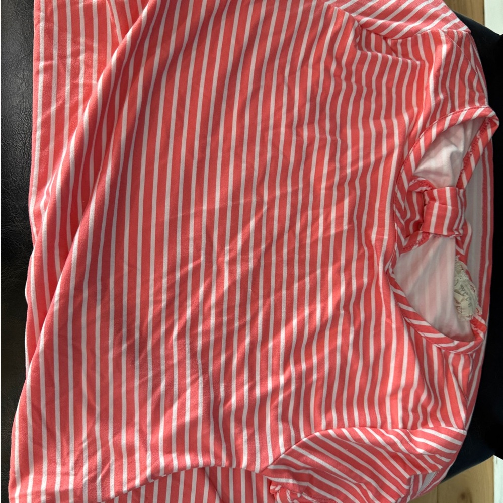 Striped Coral and White Lightweight Short Dress
